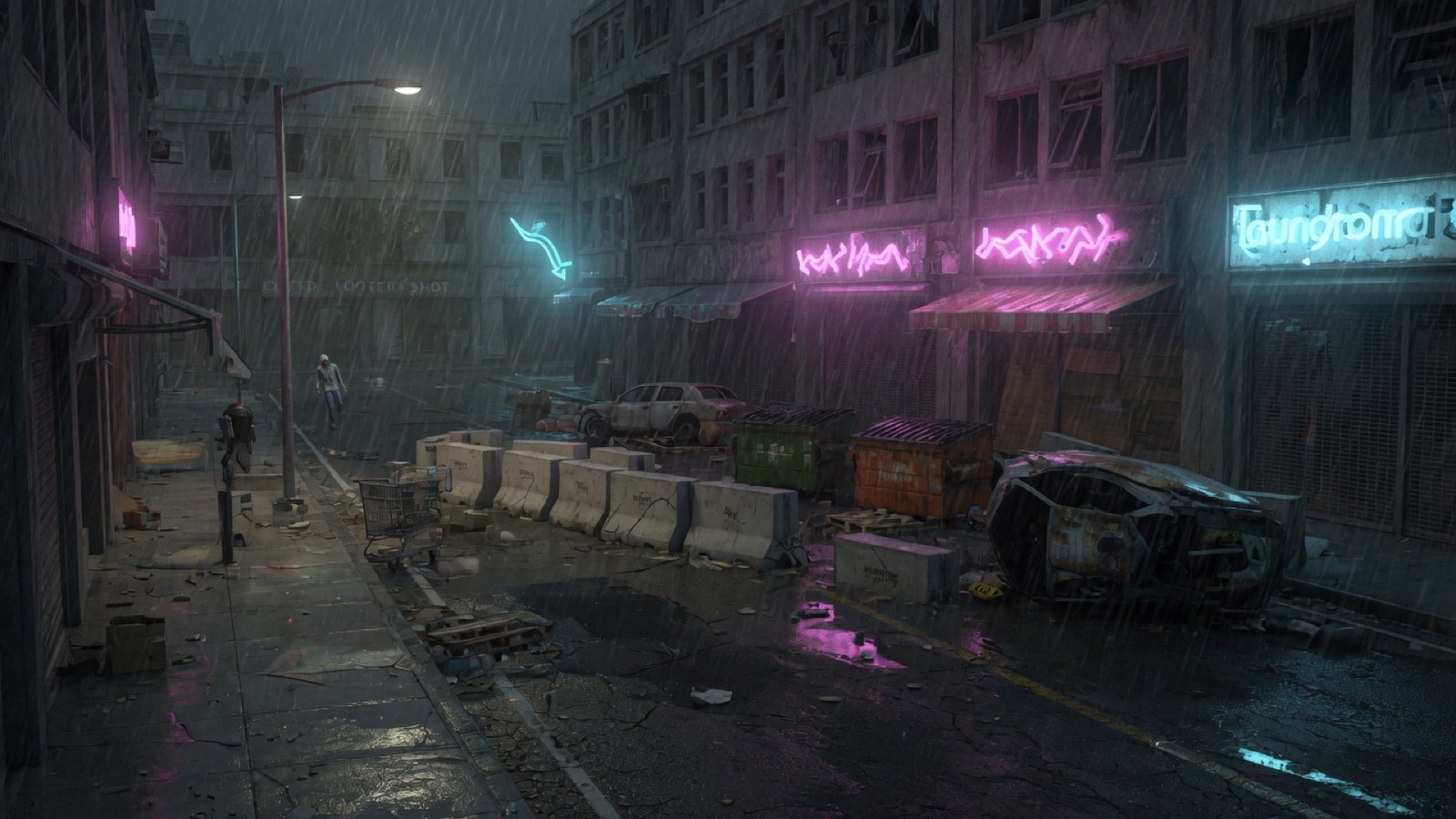 A street in the neon city